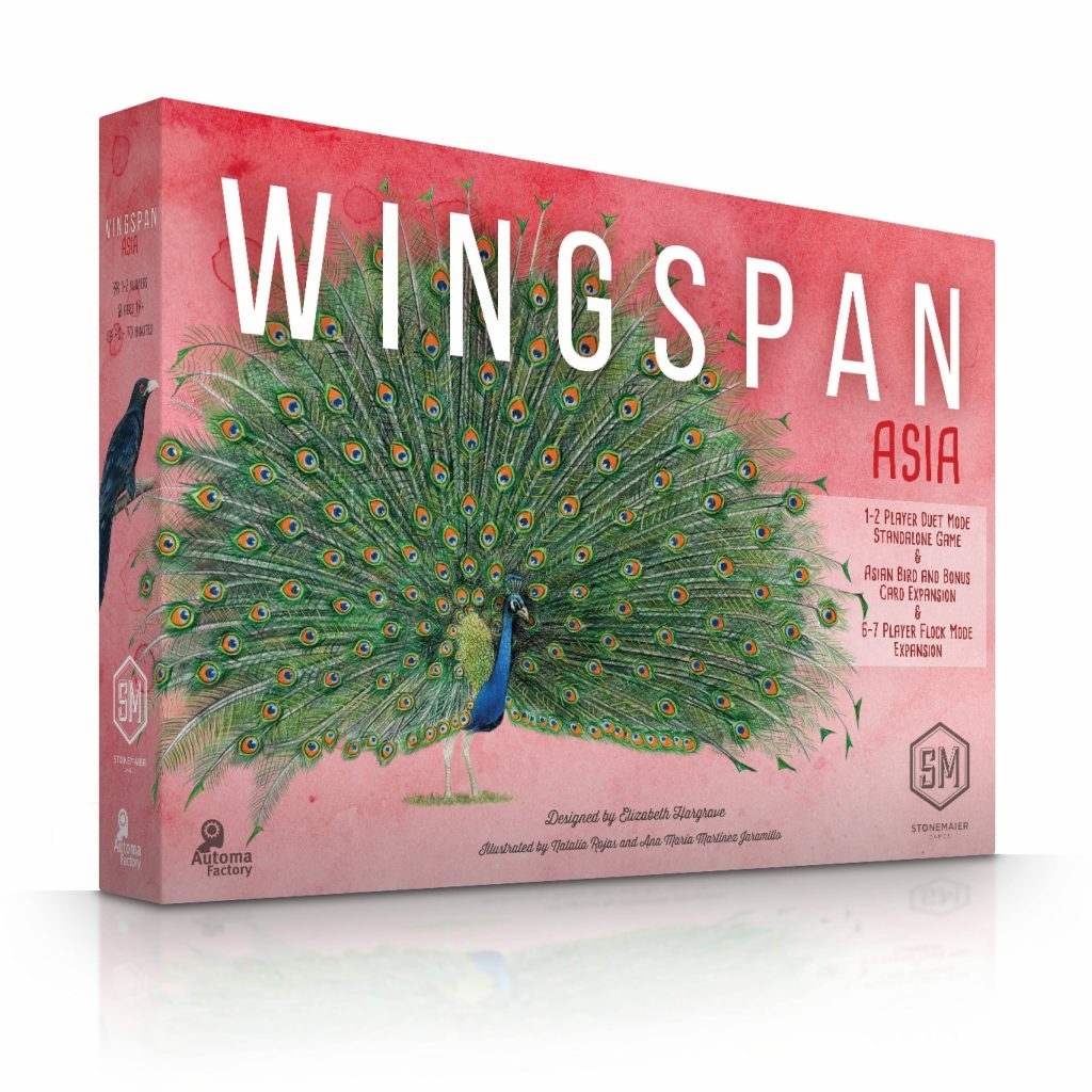 Wingspan Asia Box art and a picture of the box that holds the components and the game wingspan asia for board game players and enthusiasts